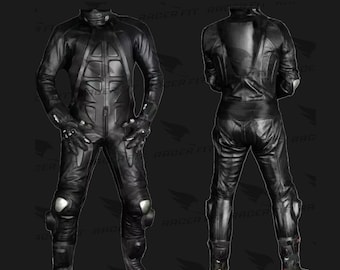 Motorbike Racing Leather Suit - Free Customization , CE Marked Protection Fully Black for Gay