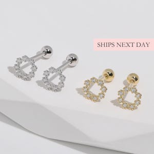 Circle Screw Back Earrings, Diamond Sterling Silver & Gold Safety Ball Back Comfort Sleep-On Dainty Minimalist Cute Little Girl Stud Earring