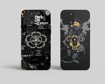 Black clover Case for iPhone 17 Pro Max, 16 Pro, 15, 14, 13, 12, Samsung S23, S24FE, S25, S26 Ultra, Pixel 9 Pro, 8A