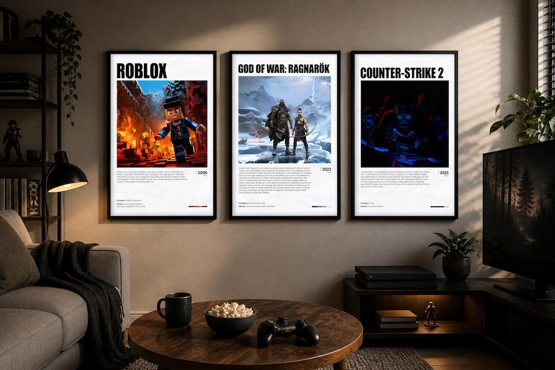 Game Posters Ruler Design Custom Set of 3 Gaming Posters, Printable Gaming Poster, Set of 3 Art ...