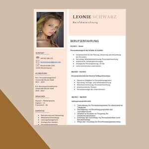 Plantilla CV en alemán | Plantilla de currículum para Word, Google Docs y Pages | Plantilla de CV, carta de presentación, anexos, portada, carta de motivación