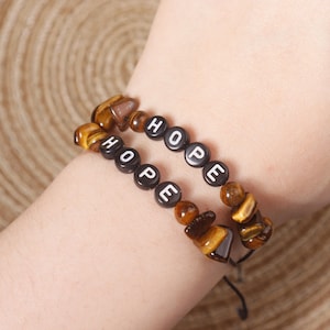 Hope Tiger Eye Gemstone Bracelet,Crystal Energy Bracelet,Optimism & Strength Bracelet,Lucky Procetion Bracelet,Birthday Gifts for Her Him