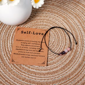 Selbstliebe-Kristallarmband,Heilkristallarmband,Edelsteinwunscharmband,Kartengeschenke für die beste Freundin,Energy String Armband,Geschenke für Sie