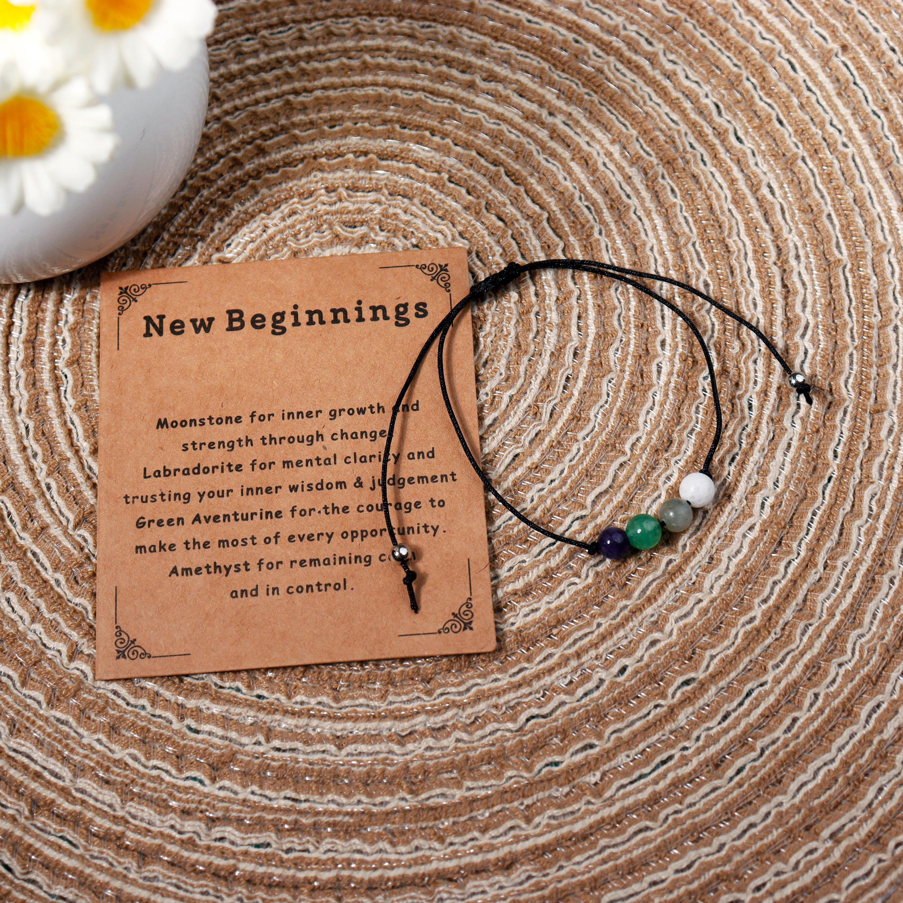 New Beginnings Bracelet,Healing Crystal Bracelet,Gemstone Wish Bracelet,Birthday Gift for Best Friend,Energy String Bracelet,Lucky Bracelet