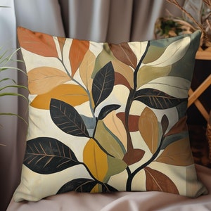 Botanical Accent Pillow, Leaf Pillow Cusion, Modern Abstract Throw Pillow, Nature Inspired Cusion, Aesthetic Home Accent, Boho Pillow Cover