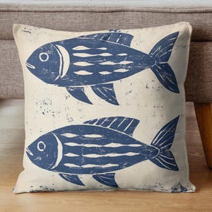 Coastal Fish Throw Pillow, Nautical Couch Cushion, Ocean Theme Home Decor, Beach House Accent, Decorative Polyester Cover, Unique Gift Idea image 3