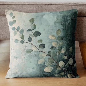 Coussin décoratif en feuilles vertes, Housse de coussin décorative carrée, Coussin décoratif botanique, Cadeau unique pour décoration de salon confortable, Coussin en polyester