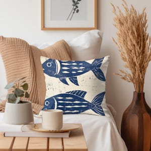 Coastal Fish Throw Pillow, Nautical Couch Cushion, Ocean Theme Home Decor, Beach House Accent, Decorative Polyester Cover, Unique Gift Idea image 5
