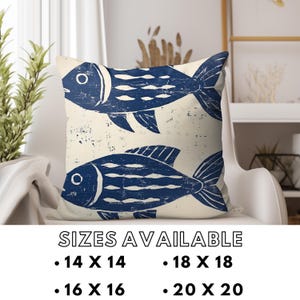 Coastal Fish Throw Pillow, Nautical Couch Cushion, Ocean Theme Home Decor, Beach House Accent, Decorative Polyester Cover, Unique Gift Idea image 8