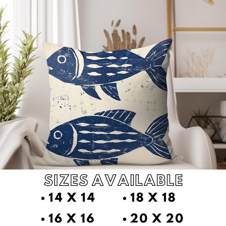 Coastal Fish Throw Pillow, Nautical Couch Cushion, Ocean Theme Home Decor, Beach House Accent, Decorative Polyester Cover, Unique Gift Idea image 8