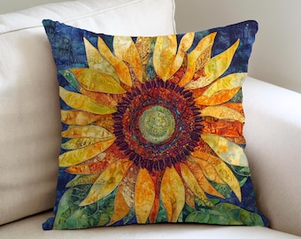 Funda de cojín con estampado de girasoles, naturaleza, funda de almohada con detalles florales, decoración rústica y luminosa para el sofá, la cama o un acogedor rincón de lectura.