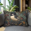 Woodland Bird Lumbar Pillow, Vintage Songbird Pillow Cover, William Morris Inspired Cottage Accent Pillow, Botanical Forest Home Decor