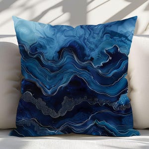 Nautical Throw Pillow, Translucent Ocean Wave Pillow, Coastal Aesthetic Cushion, Beach House Decor, Ocean-Inspired Home Accent