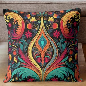 Colorful Boho Throw Pillow, Bohemian Pattern Accent Pillow, Decorative Pillow Cover Unique Gift, Unique Home Decor, Sofa Pillow Case
