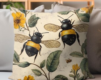 Vintage Hummel-Kissenbezug, dekorativer Kissenbezug, gemütlicher Akzent-Wurfkissen, Garten-inspirierte Wohnkultur, gemütlicher rustikaler Hausakzent