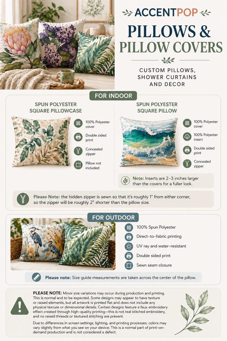 The image is a collection of images showcasing various pillows and pillow covers, including custom pillows, spinner curtains, and pillow covers. The images feature different designs and textures, such as floral patterns, geometric shapes, and abstract art. The text provides information about the pillows and pillow covers, including their sizes, materials, and features.