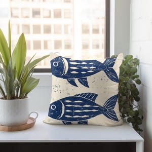 Coastal Fish Throw Pillow, Nautical Couch Cushion, Ocean Theme Home Decor, Beach House Accent, Decorative Polyester Cover, Unique Gift Idea image 6