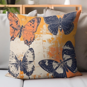 Butterfly Throw Pillow, Vintage Accent Cushion, Nature Inspired Decorative Pillow, Boho Home Decor, Unique Gift Idea, Best For Nature Lovers