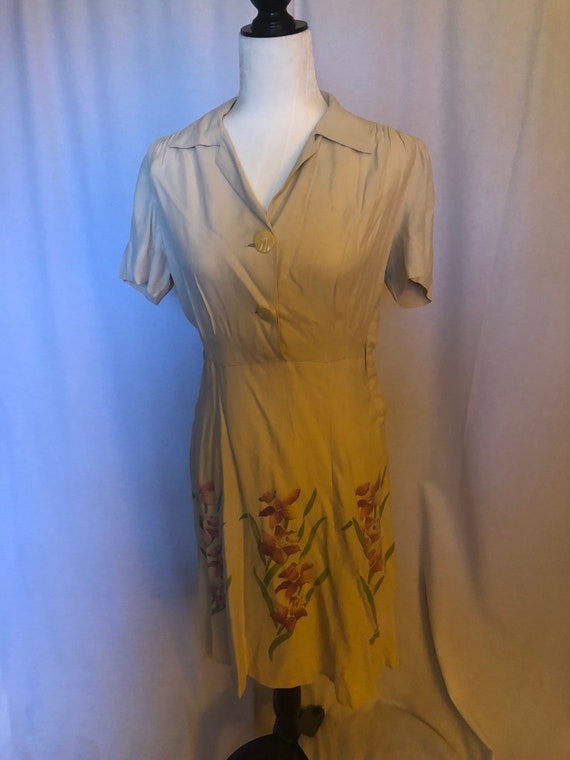 Vintage 30s Orchid Rayon Dress Floral