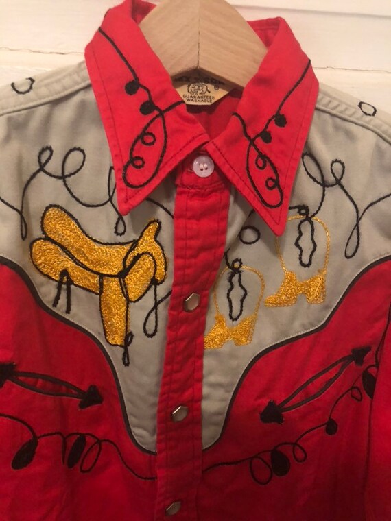 Vintage Child Kids 50s Embroidered Western Shirt