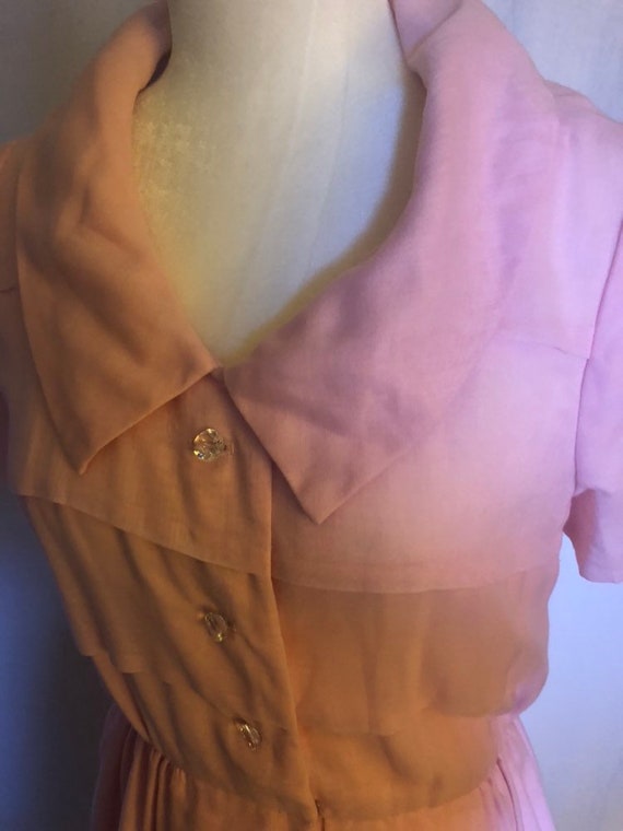 Vintage 50s Pink Dress Herman Marcus Peter Pan Col