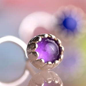 Amethyst Nose Stud in Sterling Silver: Handmade Nose Piercing