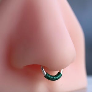 14g Septum ring, Green septum hoop rings 16g, Unique body piercing, Cartilage ring hoop - Septum