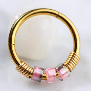 Beaded Titanium Hinged Hoop Ring: Cartilage, Tragus, Helix Piercing