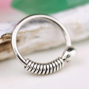 Nose Ring Hoop in Fine Silver 999 , Cartilage Hoop Ring Piercing, Silver 999 Nose Screw