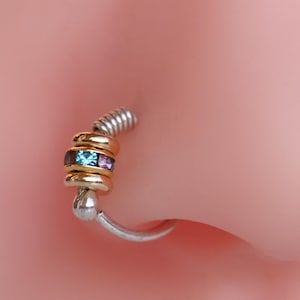 Beaded Nose Ring, Fine Silver Nose Ring Hoop, Ball End Nose Rings, Beaded Tragus Hoops, Cartilage Hoop Earrings, Handmade Nose Jewelry