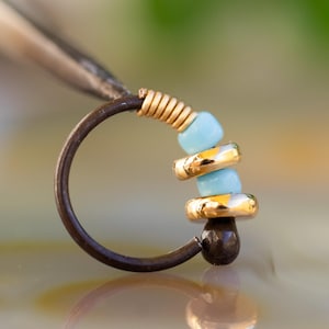 Piercing Nose Jewelry * Nose Ring with Colorful Beads * Dainty Nose Hoop * Cartilage - Helix or Tragus Piercing * Blue Bead Jewelry