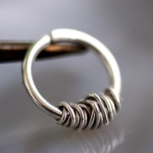 Sterling silver septum ring - septum ring 18g 16g 14g - septum piercing - cartilage ring - tragus ring hoop silver 999