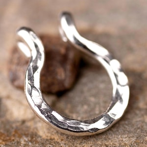 Hammered Fine Silver Fake Septum Ring: Clip-On Faux Nose Jewelry