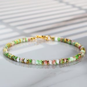 Pulseira de tornozelo com miçangas verdes: joias de praia Boho, aço inoxidável à prova d&#39;água