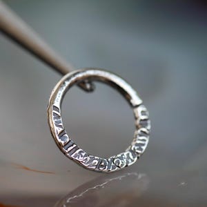 Hammered Silver Septum Ring - Unique Handmade Septum Ring - Hammered Hoop Jewelry