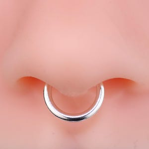Fine Silver 999 Fake Septum Ring: Hammered Faux Nose Jewelry