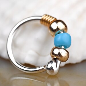 18g 20g Ball End Beaded Hoop / Silver Dainty Cartilage Hoop 8mm 10mm 11mm / Tragus, Daith, Helix, Cartilage Piercing Nickel Free