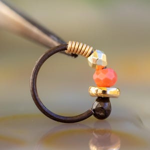 Black Silver Nose Ring Hoop 20 Gauge -  Oxidized Pure Silver .999 Nose Piercing  - Tiny Ball End Beaded Hoop Nose Ring 8mm/9mm/10mm/11mm