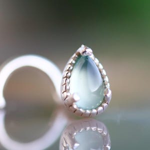 Blauer Chalcedon Nasenstecker: 999er Silber, 18G/20G Nose Piercing