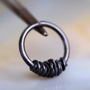 Black Oxidized 999 Pure Silver Septum Ring * Black Septum Piercings * Septum Jewelry For Nose * Black Cartilage Hoop Ring Earrings