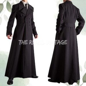 Men&#39;s Black Wool Overcoat, Double Breasted Long Trench Coat, Wide Lapel Gothic Jacket, Victorian Steampunk Winter Coat for Men | Gothic Coat