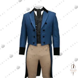 Custom Made Men Blue Wool Military Tailcoat, Men&#39;s Tailcoat Jacket With Breeches, Regency Tailcoat, Nordic Tailcoat - Men&#39;s Tailcoat Jacket
