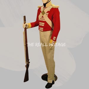 Red Wool British Army Uniform Jacket: 19th Century Reenactment Costume