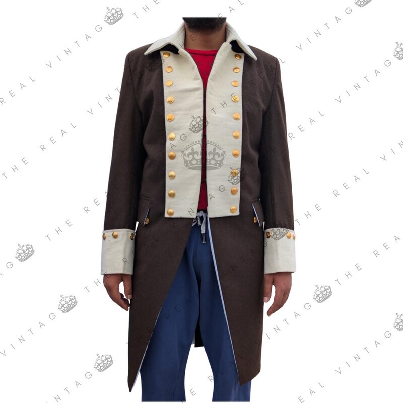 18th Century Colonial Military Uniform Tailcoat Medieval Victorian Mens Regency Clothing main image 1