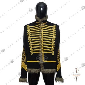 Men British Hussar jacket | Handmade Military Uniform Napoleonic Hussar Jacket, Piping Tunic Pelisse Jimi Hendrix Jacket | Best Gift for Her