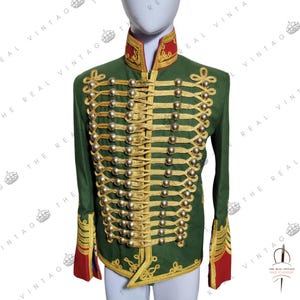 Green Napoleonic Pelisse Hussar Jacket | Jimi Hendrix 1700s Military Style Tunic | Fashion Marching Band Costume for Men, Best gift for her