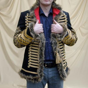 Men British Hussar jackets | Handmade Military Uniform Napoleonic Hussar Jacket, Piping Tunic Pelisse Jimi Hendrix Jacket, Best gift for her