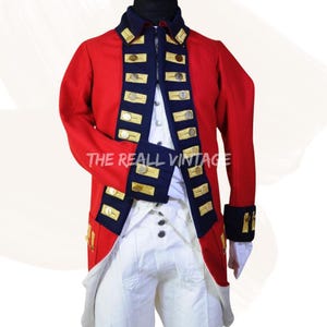 British 18th Century King’s Regiment Coat | Officer Military Uniform Jacket | Men’s Wool Redcoat | Revolutionary War Historical Costume