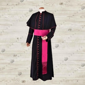 Men&#39;s Bishop Cassock with Inverness Cape: Catholic Clergy Robe