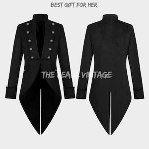 Men&#39;s Gothic Steampunk Velvet Tailcoat – Victorian Vampire Frock Coat, Halloween Medieval Costume Jacket | Velvet Tailcoat Best Gift For Her